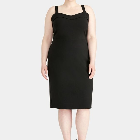 Rachel Roy Black Sleeveless Sheath Dress Style 14W Nearly New - Picture 1 of 6
